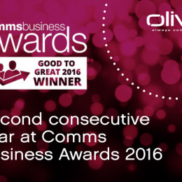 Olive wins the –Good to Great– award for the second consecutive year at the Comms Business Awards 2016