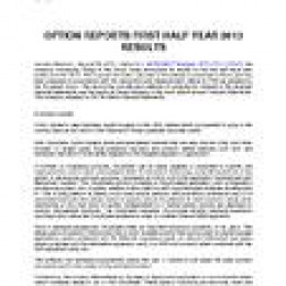 Option reports First Half Year 2013 results
