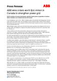ABB wins orders worth $55 million in Canada to strengthen power grid