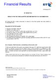 Results for the third quarter and nine months to 31 December 2010