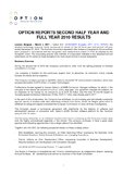 Option reports second half year and full year 2010 results