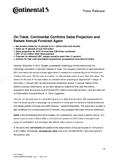 On Track: Continental Confirms Sales Projection and Raises Annual Forecast Again On Track: Continental Confirms Sales Projection and Raises Annual Forecast Again