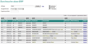 Quick search in abas Business Software